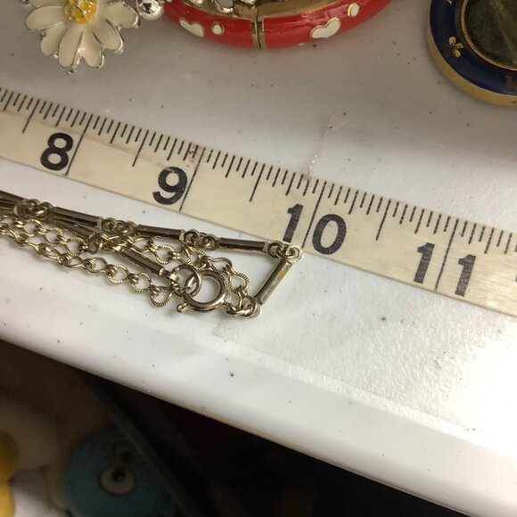 Vtg Stone Cross Pendant Necklace With Mixed Chain Design 10" Retro - Picture 5 of 5